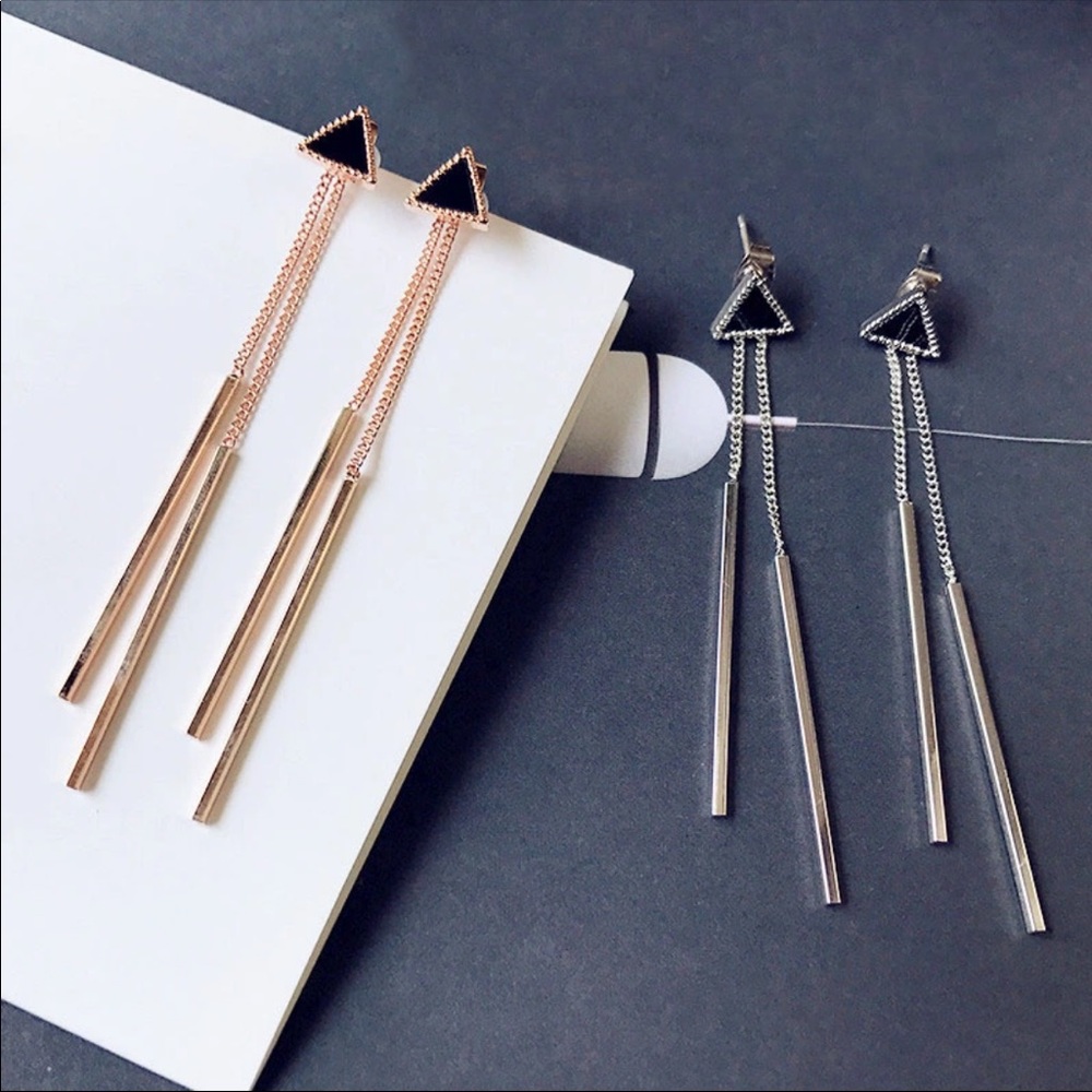 •Tara• Geometric Drop Earrings - Picture 4 of 5